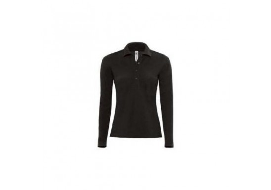 Tricou Polo dama maneca lunga B & C Collection O36 SAFRAN PURE LSL WOMEN 180 gmp Black