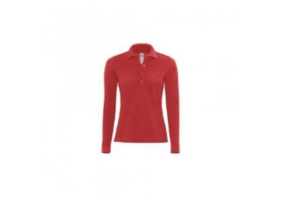 Tricou Polo dama maneca lunga B & C Collection O36 SAFRAN PURE LSL WOMEN 180 gmp Red