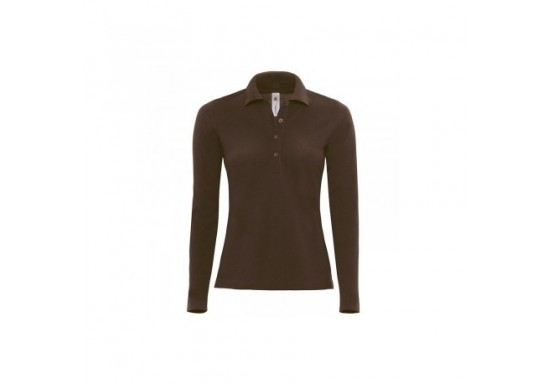 Tricou Polo dama maneca lunga B & C Collection O36 SAFRAN PURE LSL WOMEN 180 gmp Brown
