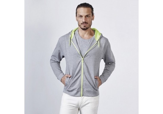 Hanorac vatuit cu detalii fluor FUJI SU1105 gris/amarillo fluor S-XXL